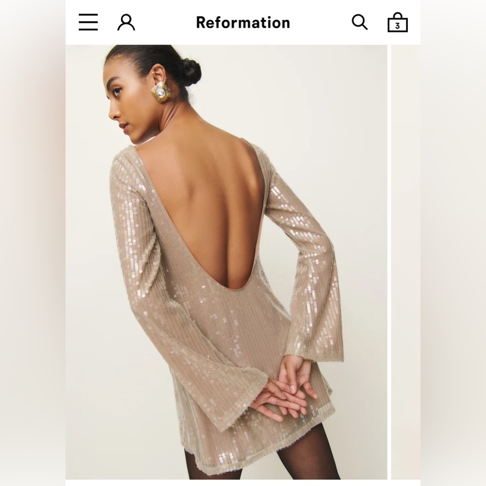 Reformation Sereia Dress Champagne - Size XS